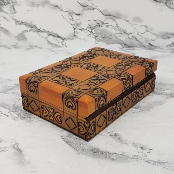 Handmade Hinge Lid Wooden Box Vintage - Picture 5 of 11